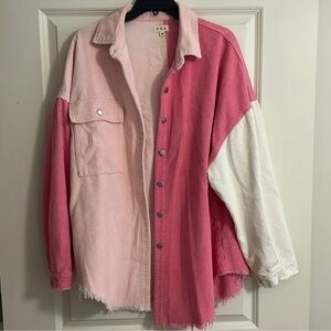 POL Pink and White Corduroy Jacket